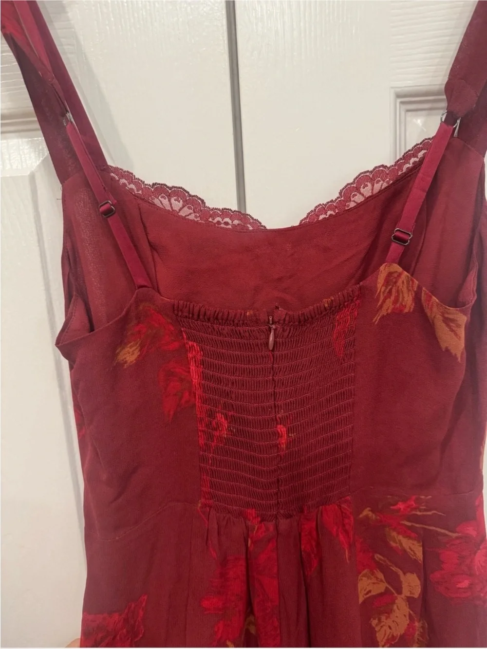 NWOT Reformation Iris Burgundy Wine Floral Whimsy Sz 12 Midi Dress - Picture 6 of 11
